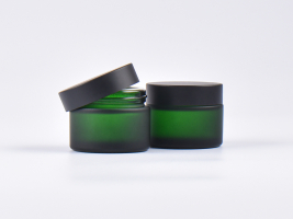 Grünglasdose, 50ml, mit Deckel schwarz
