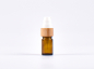 Preview: Braunglasflasche 5ml, mit Lotionspumpe Bambus