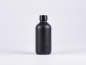 Preview: Schwarzglasflasche 250ml, mit Schraubverschluss schwarz/weiss