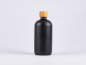Preview: Schwarzglasflasche 500ml, mit Schraubverschluss Bambus