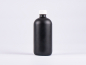 Preview: Schwarzglasflasche 500ml, mit Schraubverschluss schwarz/weiss