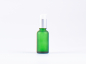 Preview: Grünglasflasche 30 ml - Lotionspumpe Aluminium