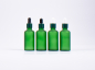 Preview: Grünglasflasche 50ml, mit Pipette grün-matt