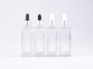 Preview: Klarglasflasche "Miro" 100ml, mit Pipette silber matt