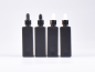 Preview: Schwarzglasflasche "Miro" 100ml, mit Pipette schwarz
