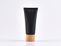 Preview: Kosmetiktube 60ml, schwarz-matt, mit Deckel Bambus