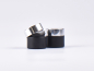 Preview: Schwarzglasdose, 10ml, mit Deckel silber