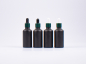 Preview: Schwarzglasflasche 100ml, mit Pipette grün-matt