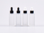 Preview: Glasflasche säuremattiert, 30ml, mit Pipette Alu schwarz