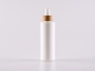 Preview: Flasche "Tara" 200ml, matt-weiss, mit Lotionspumpe Bambus