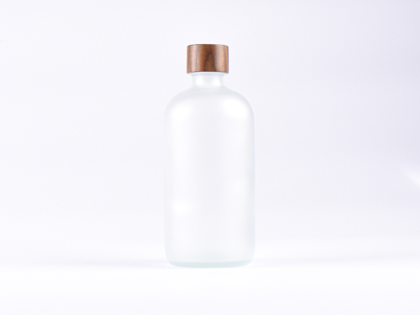 Glasflasche säuremattiert, 500ml, mit Schraubverschluss Walnut