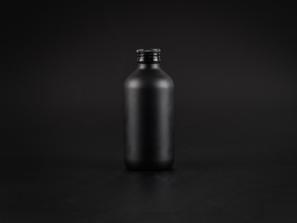 Schwarzglasflasche 220ml, mit Aludeckel