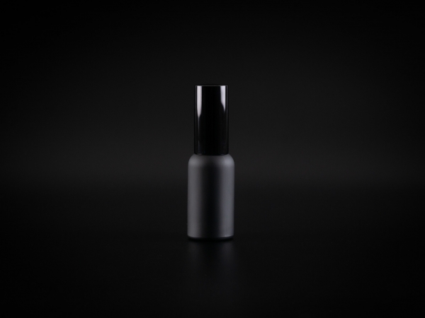 Schwarzglasflasche 50ml, mit Lotionspumpe Aluminium