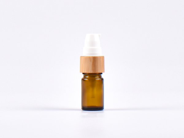 Braunglasflasche 5ml, mit Lotionspumpe Bambus