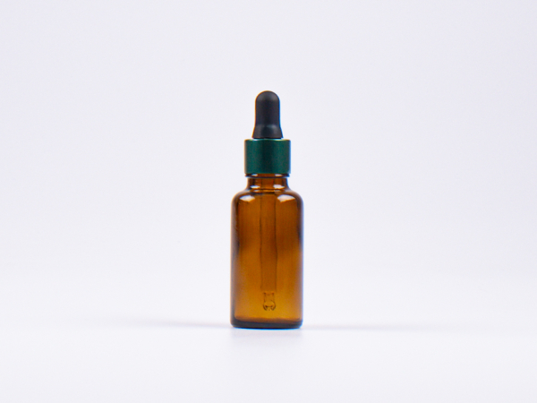 Braunglasflasche 30ml, mit Pipette grün-matt