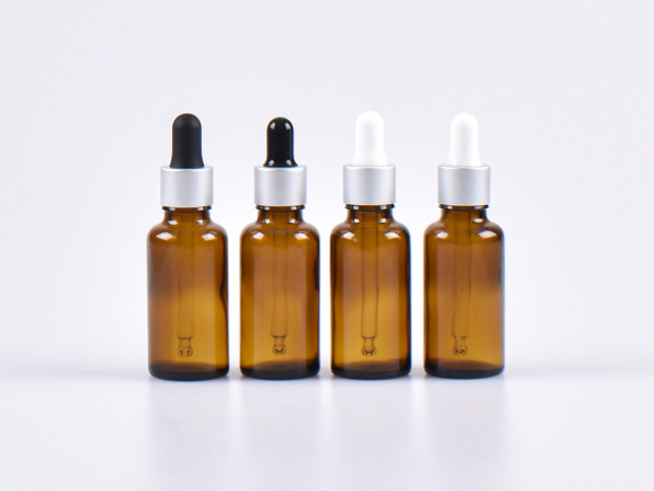 Braunglasflasche 5ml, mit Pipette silber-matt