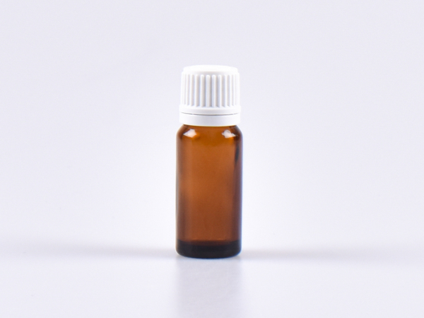 Braunglasflasche 10ml, mit Tropfmontur OV, geriffelt