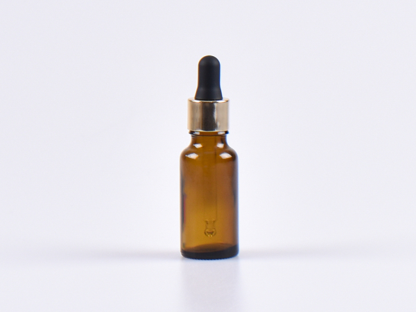 Braunglasflasche 10ml, mit Pipette gold