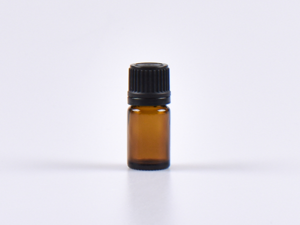 Braunglasflasche 5ml, mit Tropfmontur OV, geriffelt