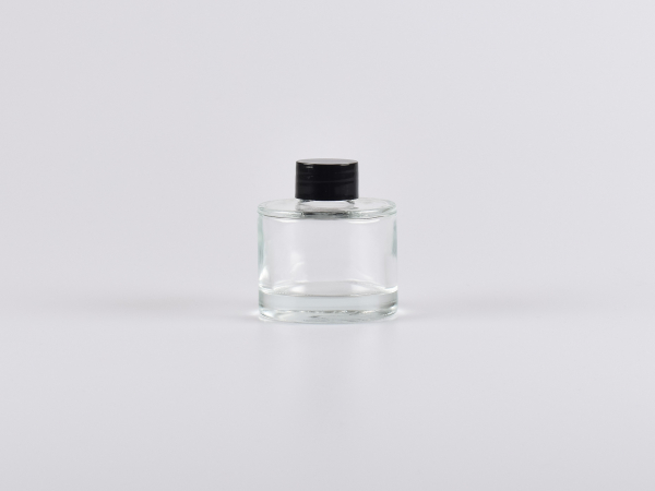 Rundflasche "Lilly", Klarglas, 90ml, mit Schraubverschluss schwarz