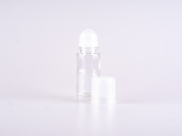 Roll-On-Flasche/Deoflasche 50ml, Glas,Deckel schwarz/weiss/transparent