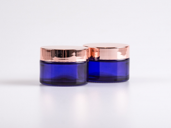 Blauglasdose, 30ml, mit Deckel rosé