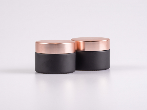 Schwarzglasdose, 30ml, mit Deckel rosé
