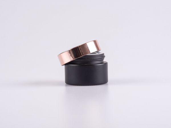 Schwarzglasdose, 30ml, mit Deckel rosé