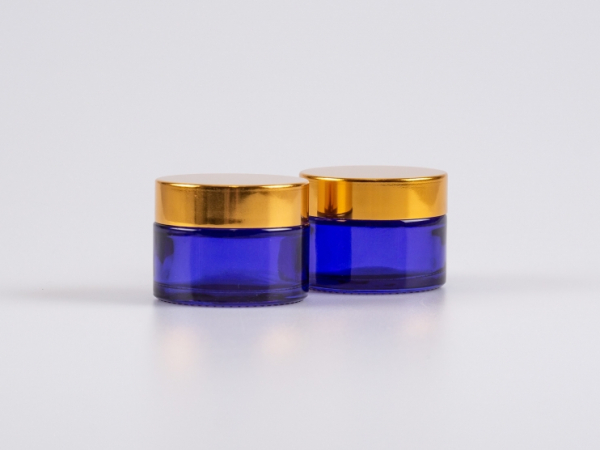 Blauglasdose 30 ml – Deckel Gold