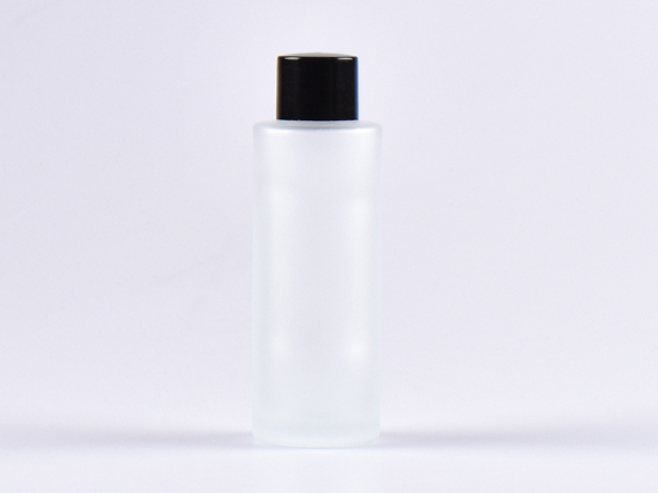 Glasflasche säuremattiert, 100ml, mit Schraubverschluss weiss/schwarz
