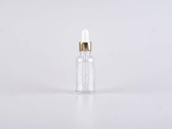 Klarglasflasche 50ml, mit Pipette gold