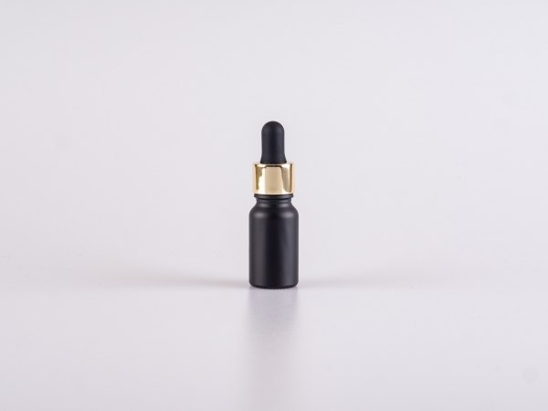 Schwarzglasflasche 10ml, mit Pipette gold