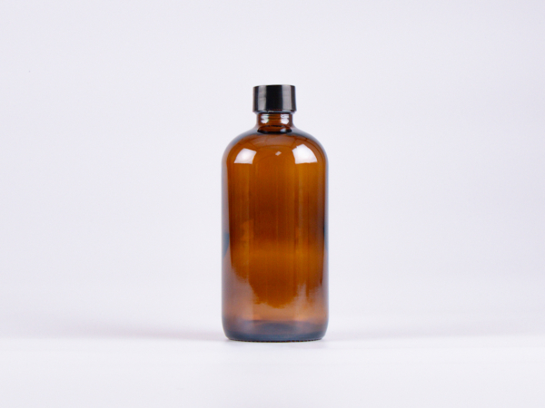 Braunglasflasche 500ml, mit Schraubverschluss schwarz/weiss