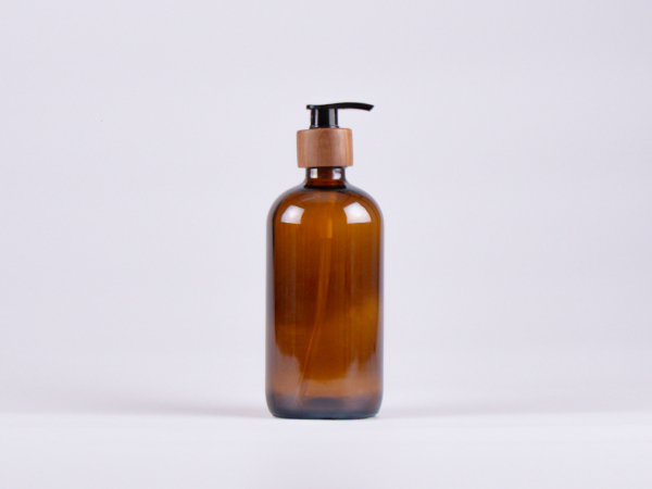 Braunglasflasche 500ml, mit Dispenser Walnut