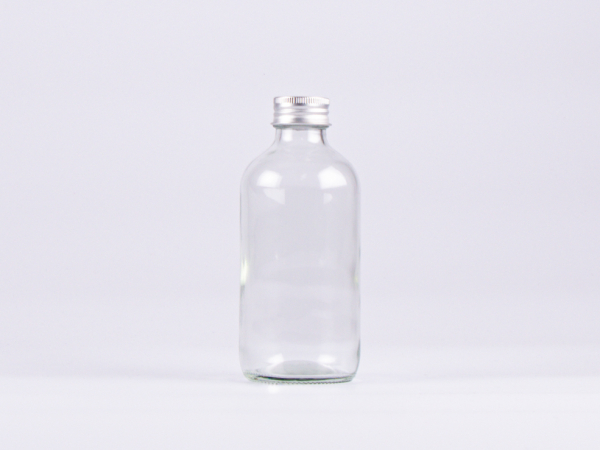 Klarglasflasche 250ml, mit Schraubverschluss Aluminium
