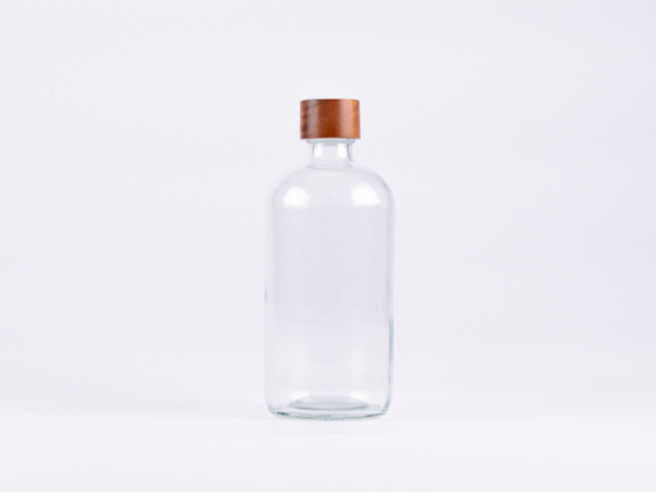 Klarglasflasche 500ml, mit Schraubverschluss Walnut