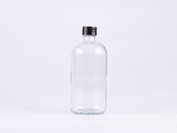 Klarglasflasche 500ml, mit Schraubverschluss schwarz/weiss