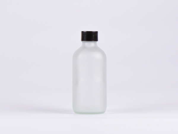 Glasflasche säuremattiert, 250ml, mit Schraubverschluss schwarz/weiss