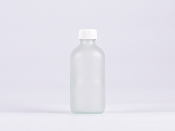 Glasflasche säuremattiert, 250ml, mit Schraubverschluss schwarz/weiss