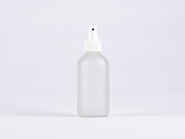 Glasflasche säuremattiert, 250ml, mit Zerstäuber weiss