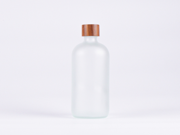 Glasflasche säuremattiert, 500ml, mit Schraubverschluss Walnut