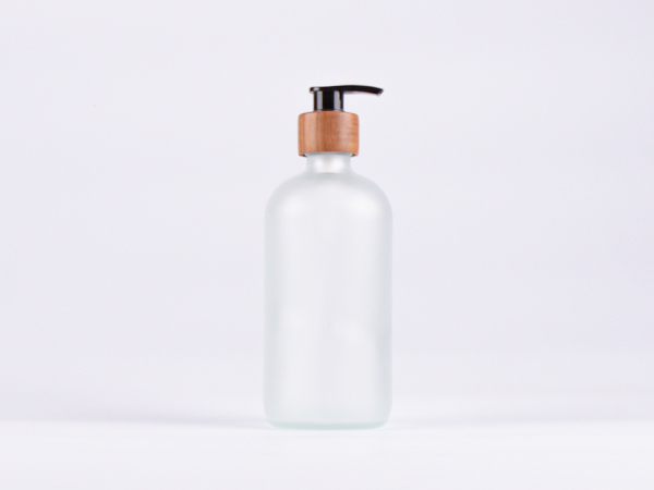 Glasflasche säuremattiert, 500ml, mit Dispenser Walnut