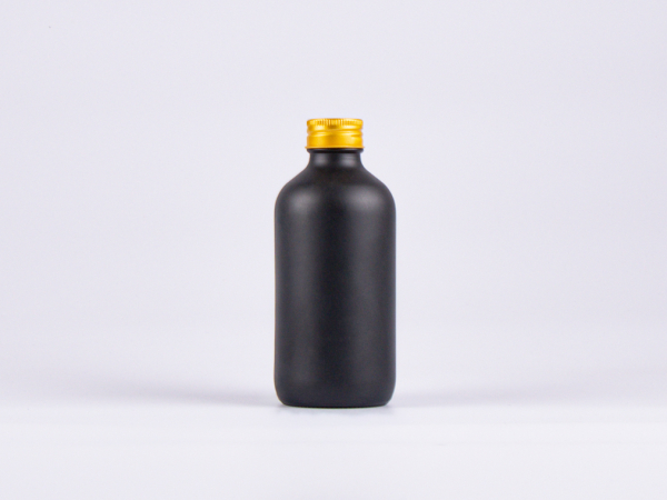 Schwarzglasflasche 250ml, mit Schraubverschluss Aluminium