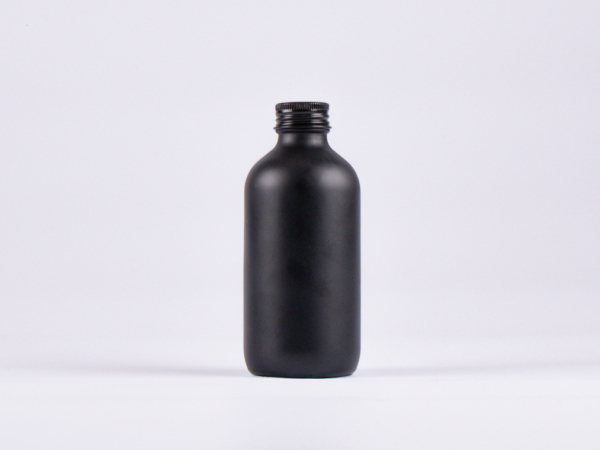 Schwarzglasflasche 250ml, mit Schraubverschluss Aluminium