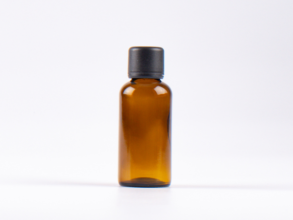 Braunglasflasche 50ml, mit Schraubverschluss & Giessring