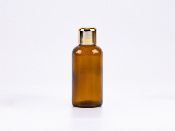 Braunglasflasche 50ml, mit Tropfmontur Gold