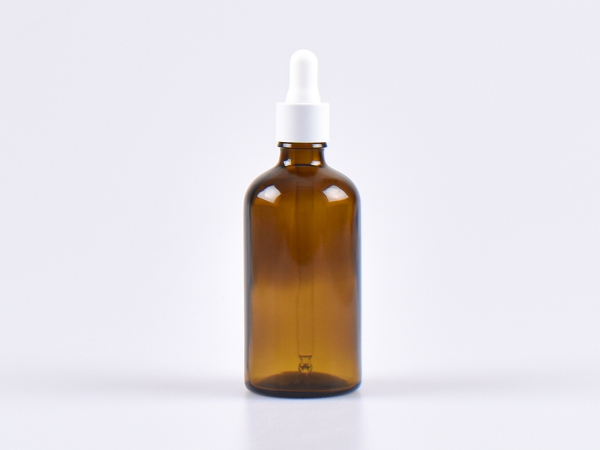 Braunglasflasche 100ml, mit Pipette weiss