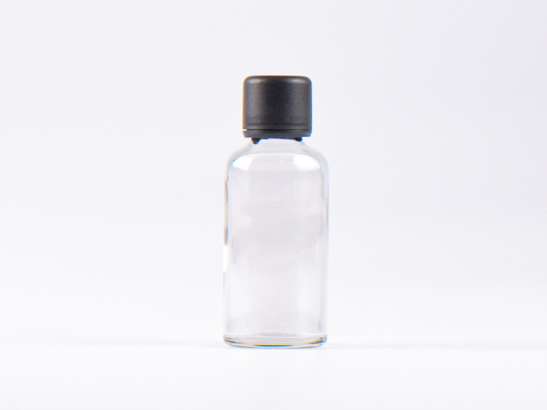Klarglasflasche 50ml, mit Schraubverschluss & Giessring