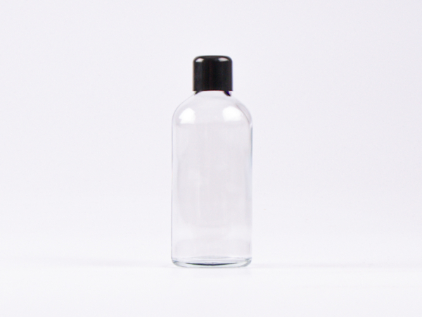 Klarglasflasche 100ml, mit Schraubverschluss schwarz