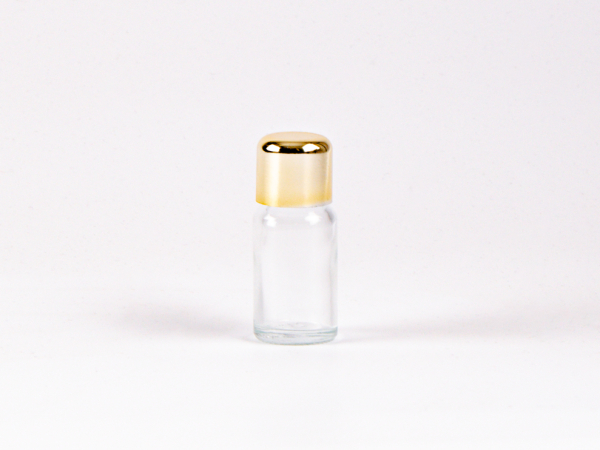 Klarglasflasche 10ml, mit Tropfmontur Gold